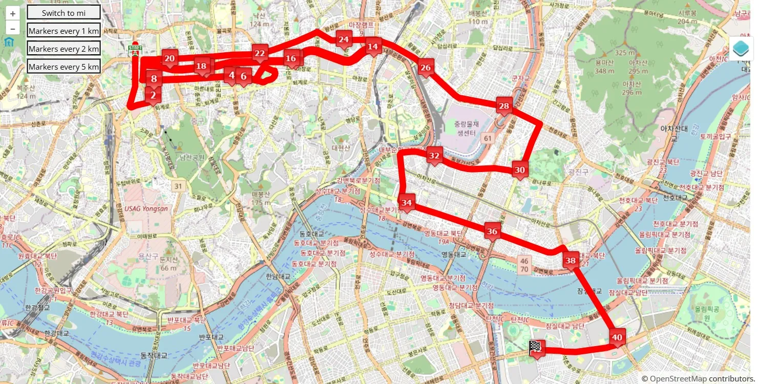 race course map Seoul Marathon 2025