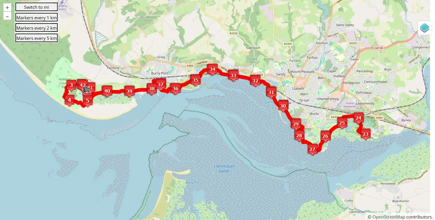 race course map Great Welsh Marathon Events 2025