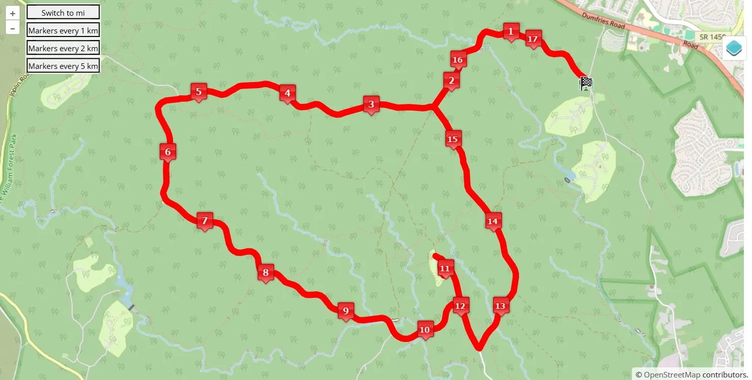 race course map Marine Corps 17.75K 2025