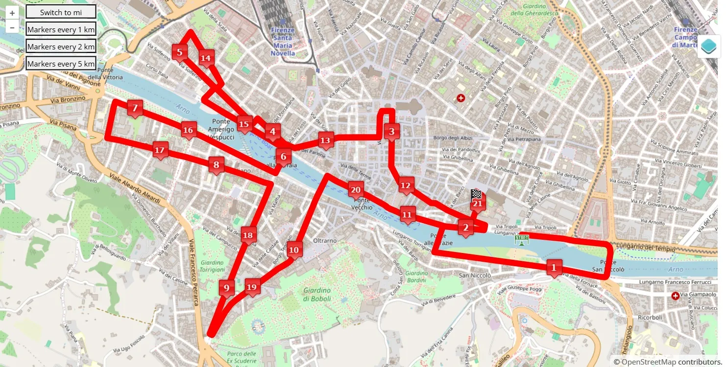 race course map Half Marathon Firenze 2025