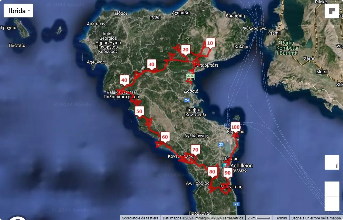 mappa percorso di gara Corfu Mountain Trail