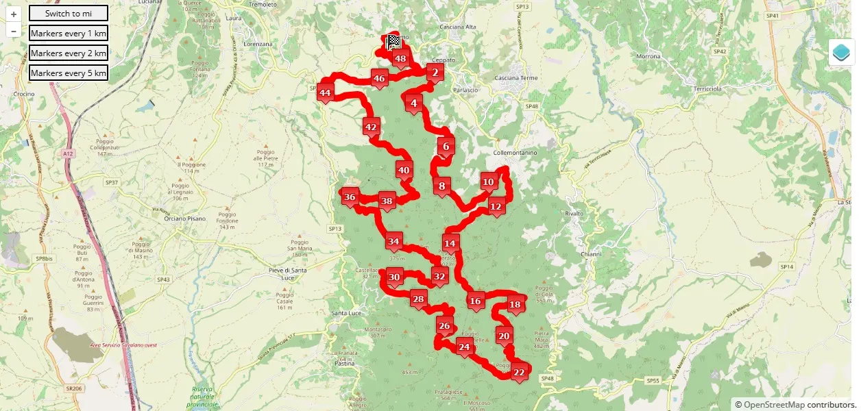 race course map Trail degli antichi lavatoi 2025