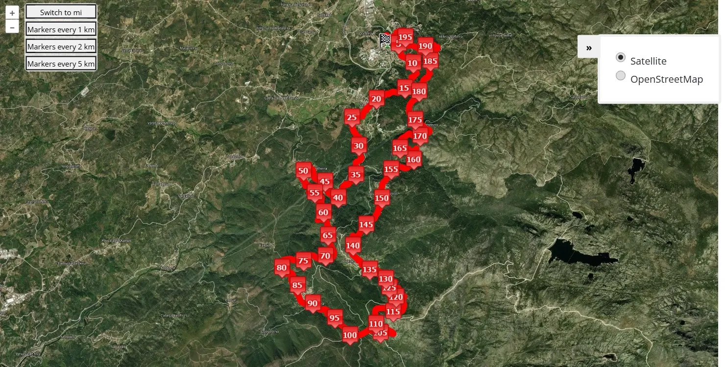 14th Oh Meu Deus, 200 km race course map