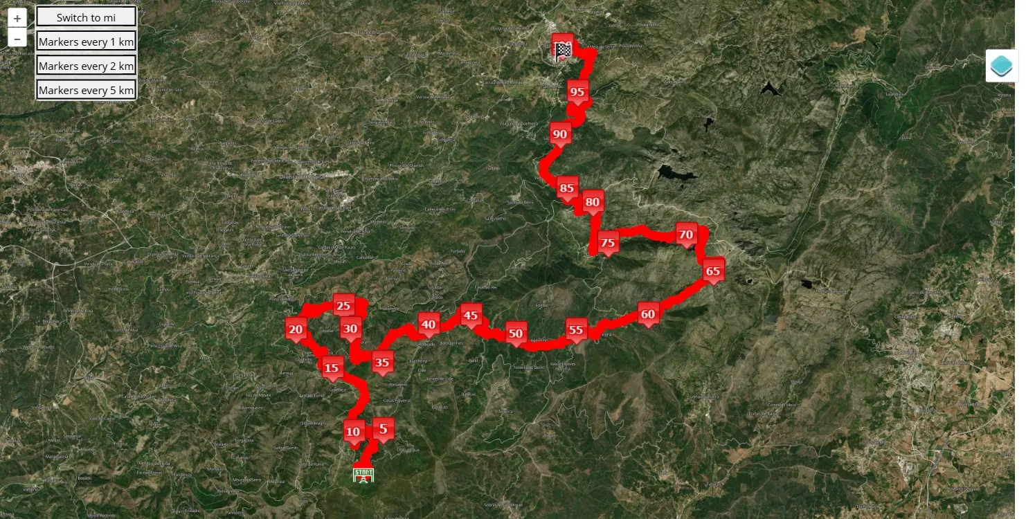 14th Oh Meu Deus, 100 km race course map