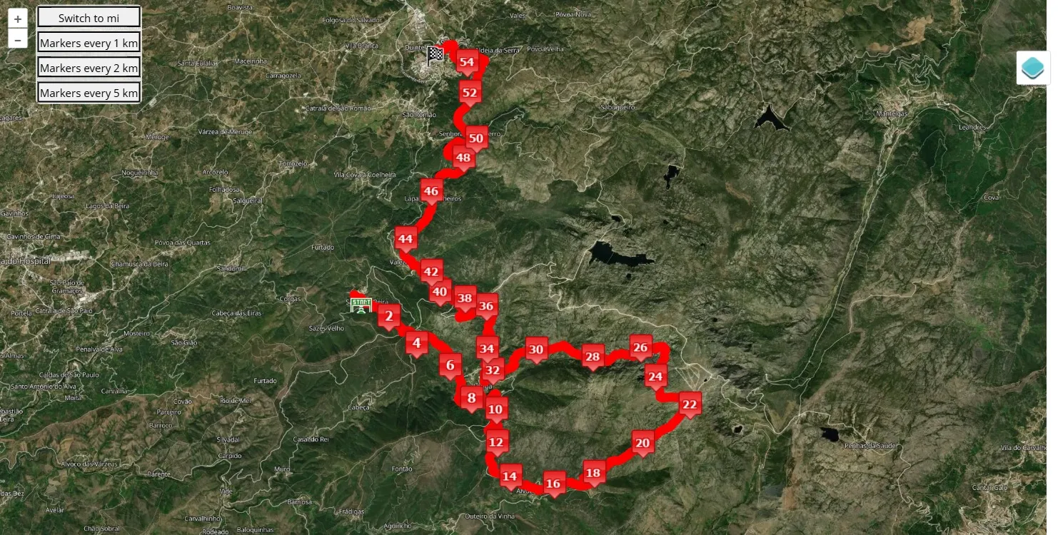 14th Oh Meu Deus, 50 km race course map