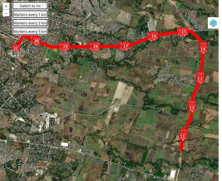 Bacolod City Marathon, 21.0975 km race course map